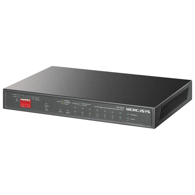 Mercusys, Switch di Rete Gigabit Ethernet, 10 Porte, PoE, Nero
