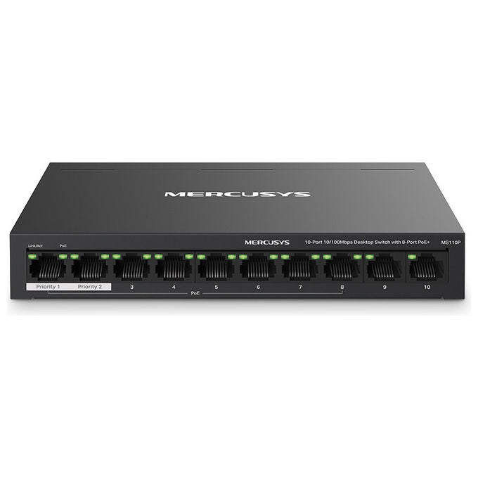 Mercusys Switch di Rete Gestito MS110P Fast Ethernet PoE Nero