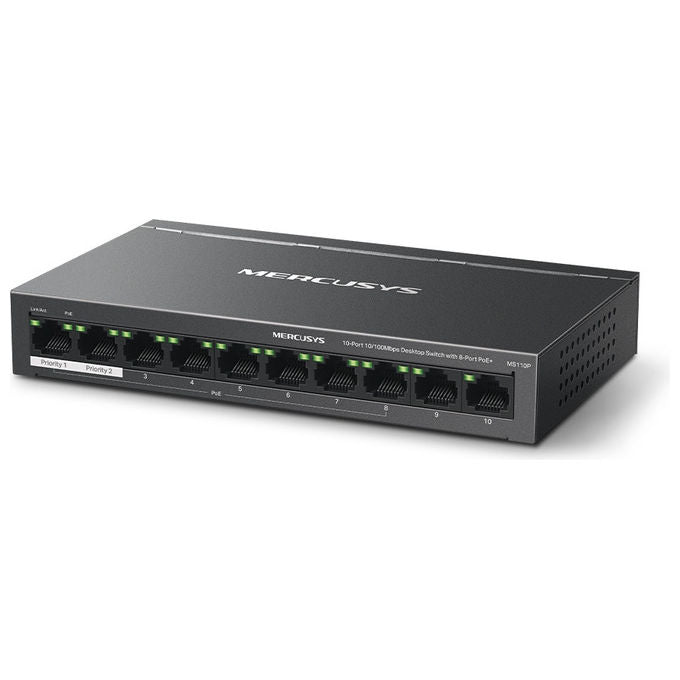 Mercusys Switch di Rete Gestito MS110P Fast Ethernet PoE Nero