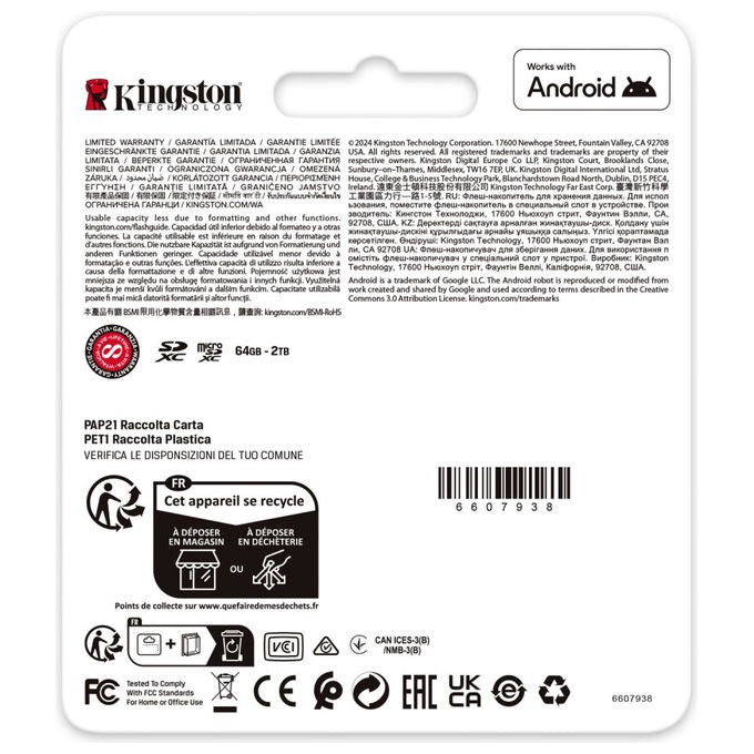 Kingston SDCG4-512GB Canvas Go Plus Scheda microSDXC 512GB 200MB-s A2 U3 V30 con Adattatore SD colore Nero