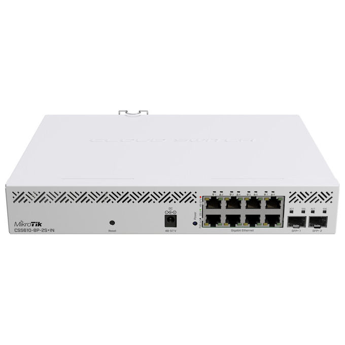 Mikrotik, Switch di Rete Gestito, 8 Porte Gigabit Ethernet PoE, 2 SFP+, Bianco