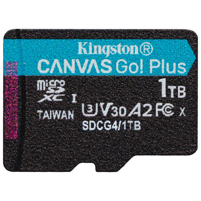 Kingston SDCG4-1TB Canvas Go Plus Scheda microSDXC 1TB 200MB-s 160MB-s A2 U3 V30 con Adattatore SD colore Nero