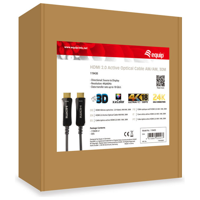 Equip Cavo HDMI 2.0 Ottico Attivo 30 m 4K-60Hz