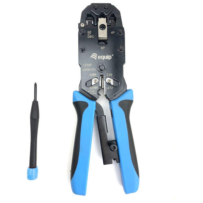 Equip Crimpatrice Professionale RJ-11 RJ-12 RJ-45 Nero e Blu