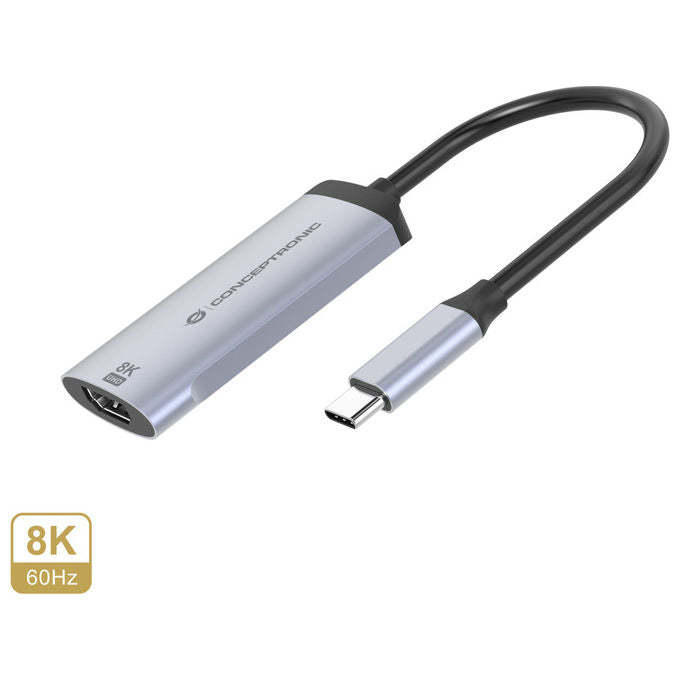 Conceptronic Adattatore Grafico USB, 8K 60Hz, Argento, ABBY23G