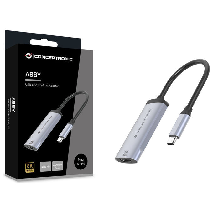 Conceptronic Adattatore Grafico USB, 8K 60Hz, Argento, ABBY23G
