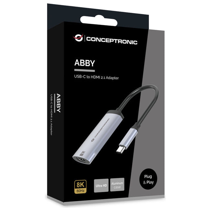 Conceptronic Adattatore Grafico USB, 8K 60Hz, Argento, ABBY23G