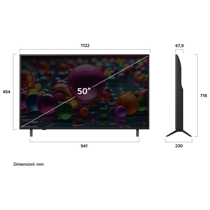 Lg, Tv Led 50'' 4K Uhd, AI webOS Serie UA74, α7 Gen8, Hdr10