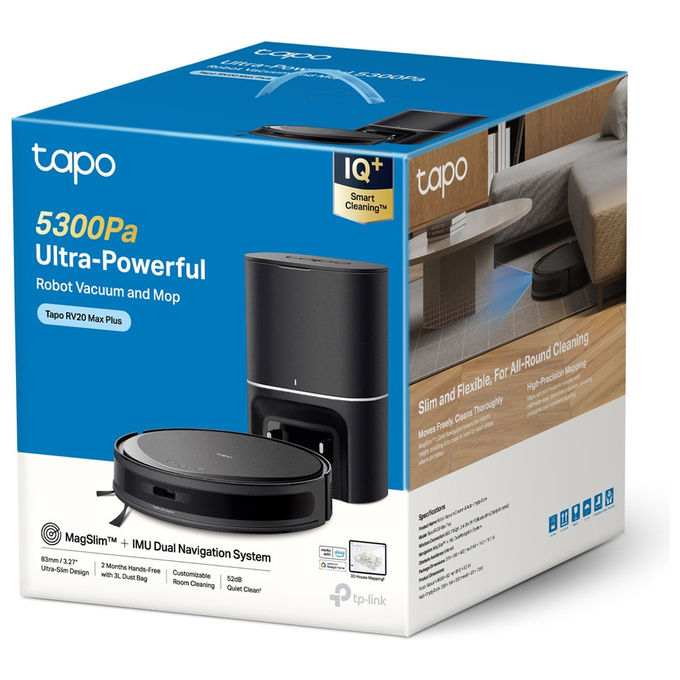 Tp-Link, Robot Aspirapolvere Lavapavimenti Tapo RV20 Max Plus, Nero, Con Svuotamento Automatico