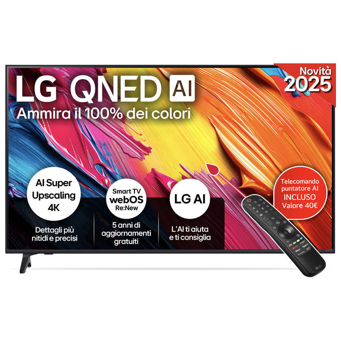 Lg, Tv Qned Ai 50'', Serie Qned70 4K, Processore α7 Gen8, Smart Tv Webos 25