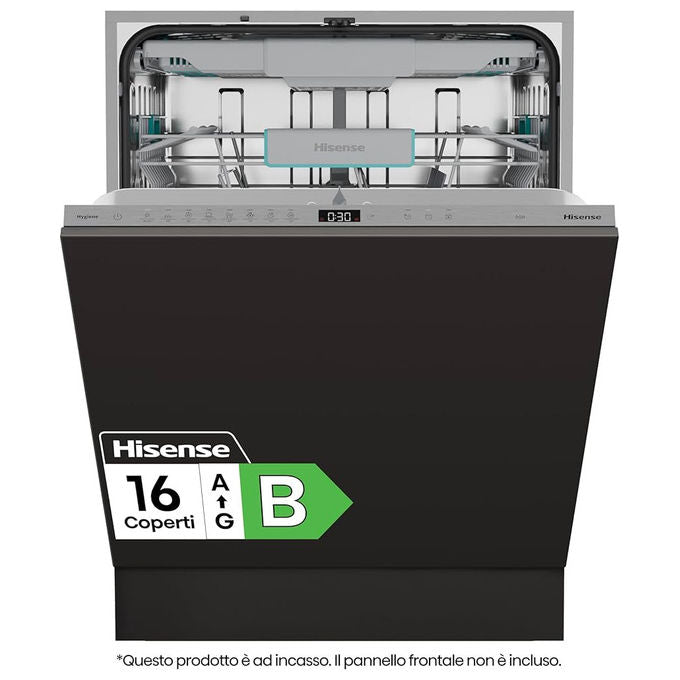 Hisense HV16BEX1 Lavastoviglie Incasso 16 coperti Classe B 8 Programmi Inverter AutoDry 40 dB (82x60x55,5 cm) colore Inox