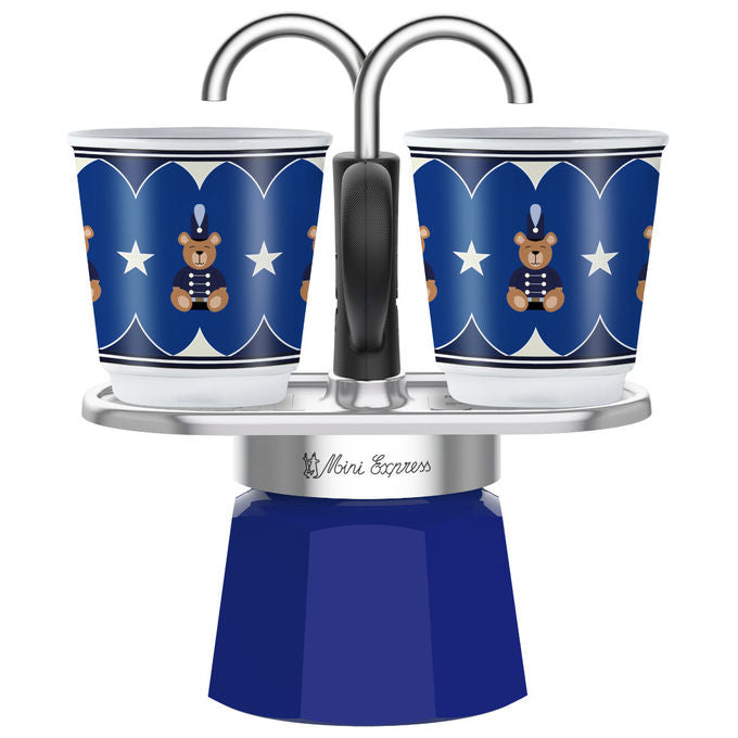 Bialetti 0005349 Mini Express Joyful Christmas Caffettiera Moka 2 tazze 100 ml Alluminio colore Blu
