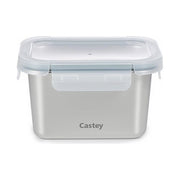 Castey, Contenitore Rettangolare Acciaio Inox, Chiusura Ermetica, Per Alimenti
