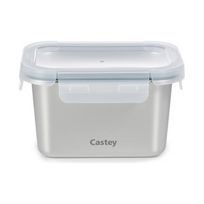 Castey, Contenitore Rettangolare Acciaio Inox, Chiusura Ermetica, Per Alimenti