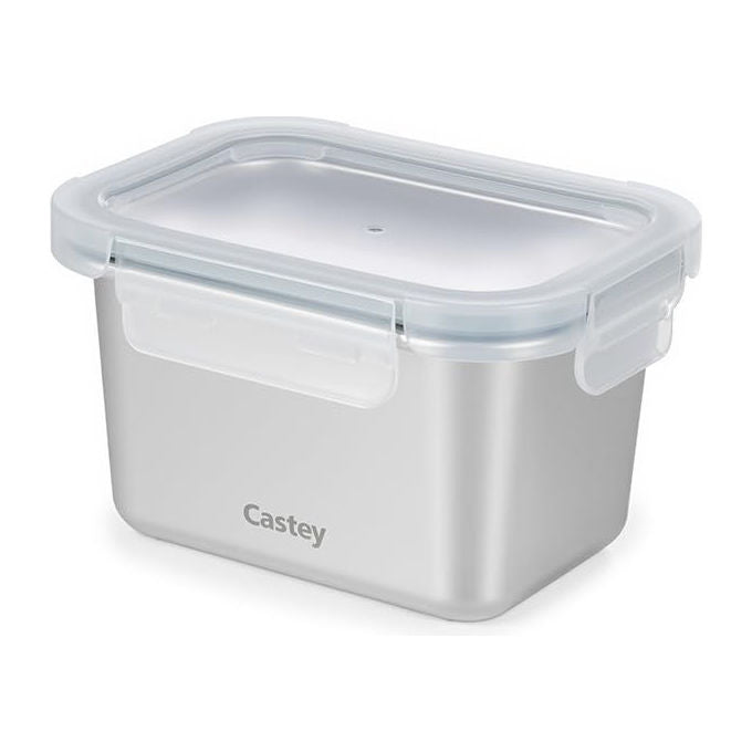 Castey, Contenitore Rettangolare Acciaio Inox, Chiusura Ermetica, Per Alimenti