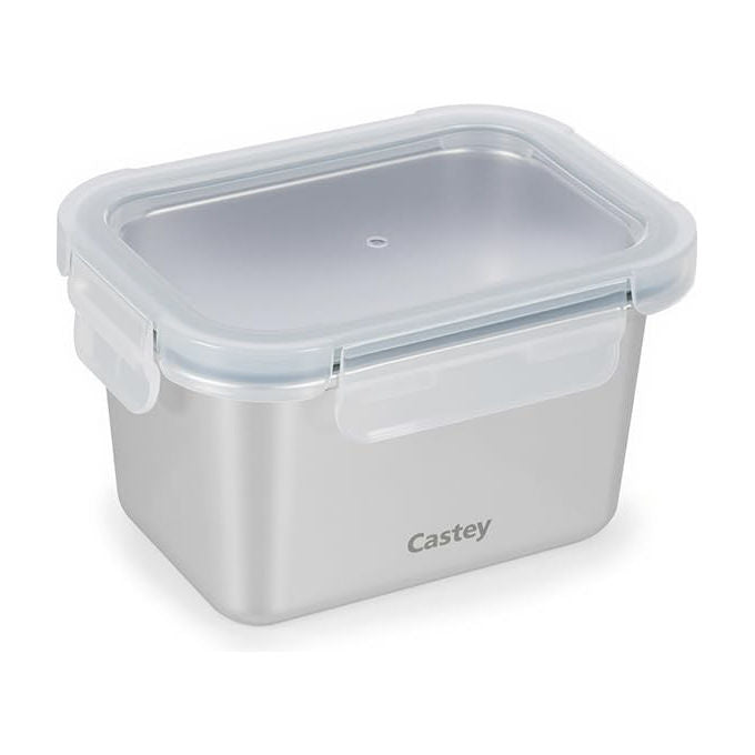 Castey, Contenitore Rettangolare Acciaio Inox, Chiusura Ermetica, Per Alimenti