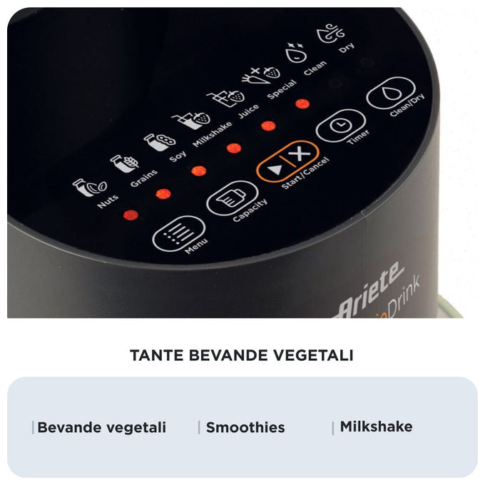 Ariete 0650-00 My Veggie Drink Macchina per Bevande Vegetali 1,5 L 1200W 6 programmi Autopulizia colore Nero