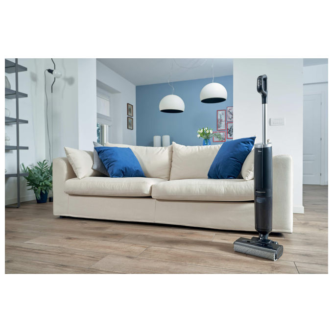 Hoover HW300 011 HW3 TURBO CLEAN Aspirapolvere a Bastone 2 in 1 Senza Sacchetto Secco e Bagnato HEPA 220 W 40 min autonomia colore Nero Argento