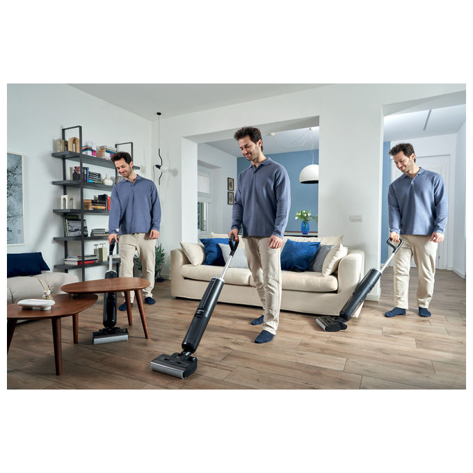 Hoover HW300 011 HW3 TURBO CLEAN Aspirapolvere a Bastone 2 in 1 Senza Sacchetto Secco e Bagnato HEPA 220 W 40 min autonomia colore Nero Argento