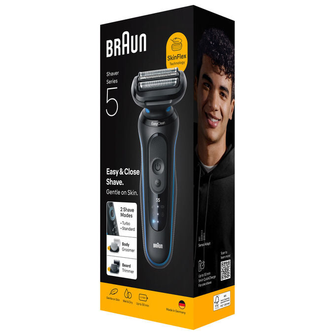 Braun 52-B1650S Series 5 Rasoio elettrico WetandDry 3 testine autonomia 50 min colore Blu