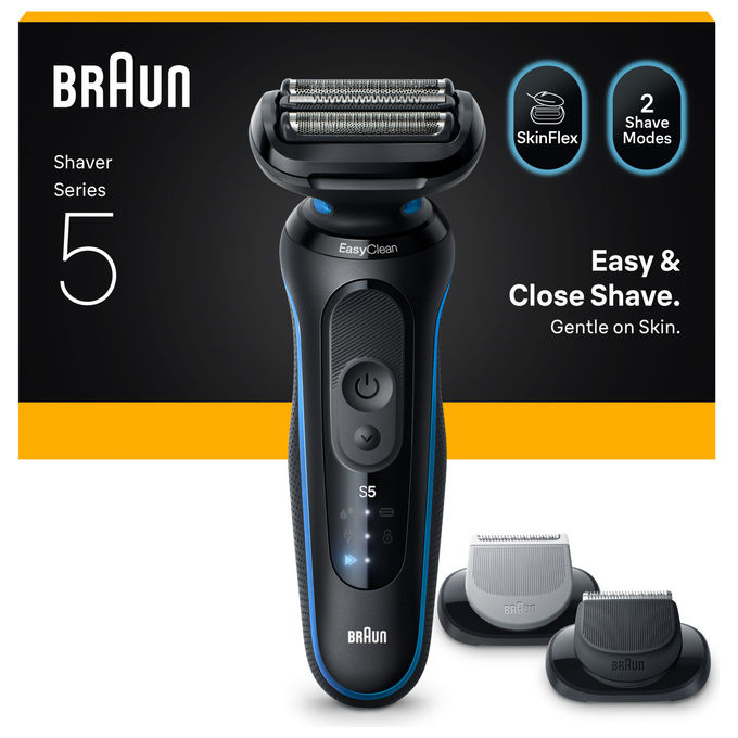 Braun 52-B1650S Series 5 Rasoio elettrico WetandDry 3 testine autonomia 50 min colore Blu