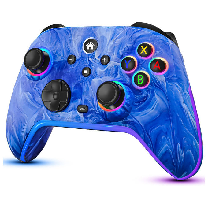 Qubick, Controller Wireless Aero Blue Transparent per Nintendo Switch e PC