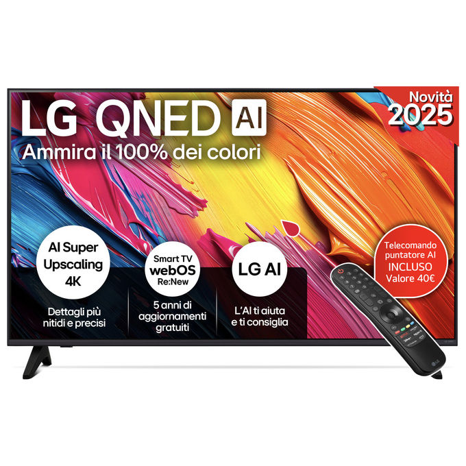 LG 43QNED70A6A QNED70 Smart TV QNED 4K 43'' α7 Gen8 HDR10 Game Optimizer WebOS 25 colore Nero