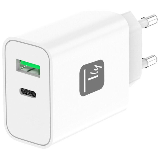 Techly Caricabatterie Universale da Muro 30W USB-C e USB-A Ricarica Rapida Bianco
