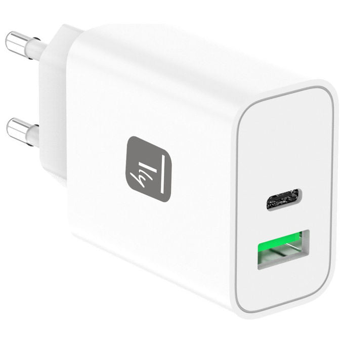 Techly Caricabatterie Universale da Muro 30W USB-C e USB-A Ricarica Rapida Bianco