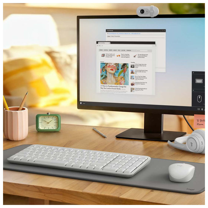 Logitech, Combo Wireless MK250, Tastiera e Mouse, Bluetooth, Bianco