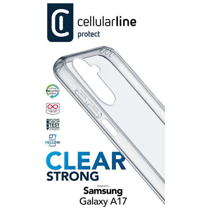 Cellularline Clear Strong, Custodia rigida con bordi in gomma per Samsung Galaxy A17, Trasparente