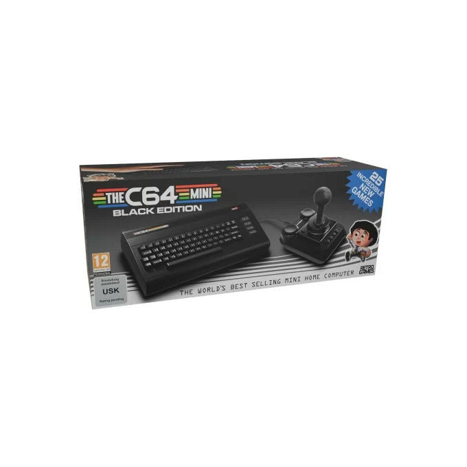 Retro Games Ltd, Console Da Gioco, C64 Mini Black Edition, 25 Giochi Inclusi