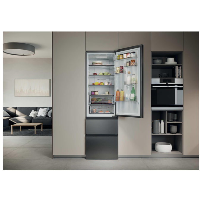 Haier HTR3620CNMG 3D 60 Series 3 Pro Frigorifero Combinato 414 L 205 cm Classe C 35 dB Total No Frost colore Argento