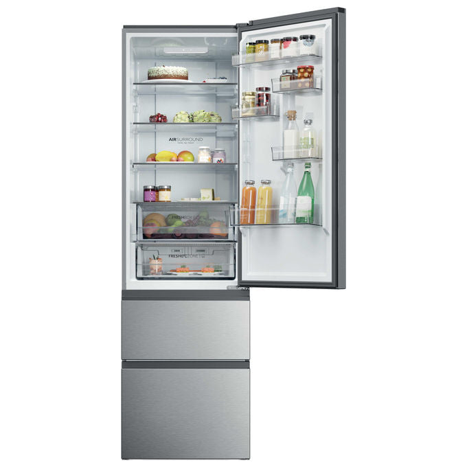Haier HTR3620CNMG 3D 60 Series 3 Pro Frigorifero Combinato 414 L 205 cm Classe C 35 dB Total No Frost colore Argento