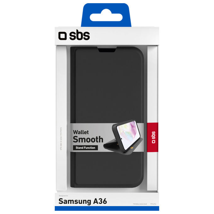 Sbs Custodia Portafoglio Smooth Per Samsung A36 Nero Con Tasca Porta Tessere
