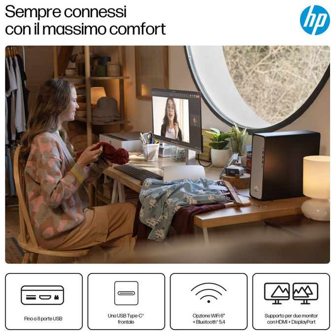 Hp Desktop OmniDesk Slim S03-0007nl Intel Core i3 8GB DDR5 256GB SSD Argento