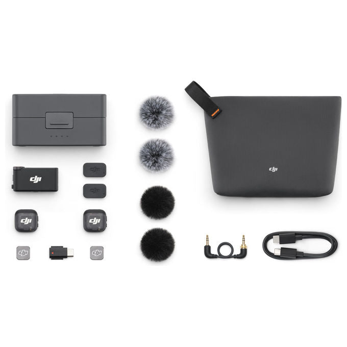 DJI DJMC30 Mic 3 Sistema Microfono Wireless 2TX 1RX Custodia di Ricarica 32bit Float Timecode 28h colore Nero