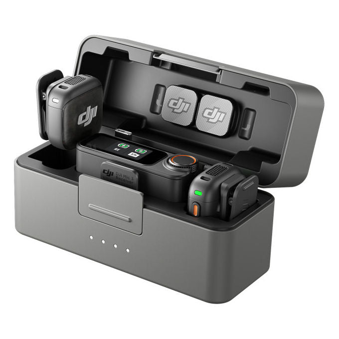 DJI DJMC30 Mic 3 Sistema Microfono Wireless 2TX 1RX Custodia di Ricarica 32bit Float Timecode 28h colore Nero