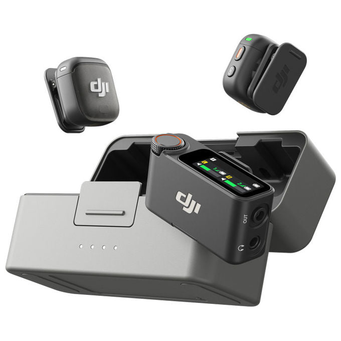 DJI DJMC30 Mic 3 Sistema Microfono Wireless 2TX 1RX Custodia di Ricarica 32bit Float Timecode 28h colore Nero