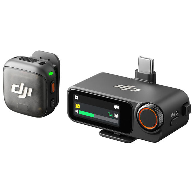DJI MIC 3 (1 TX+1 RX) Microfono Wireless Lavalier 32-bit Float SNR 72 dB Portata 400 m Bluetooth 5.4 colore Nero