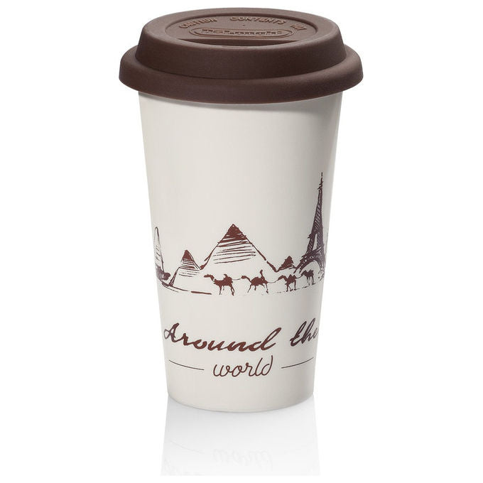 De'Longhi Tazza da Viaggio in Ceramica 350 ml Marrone e Bianco