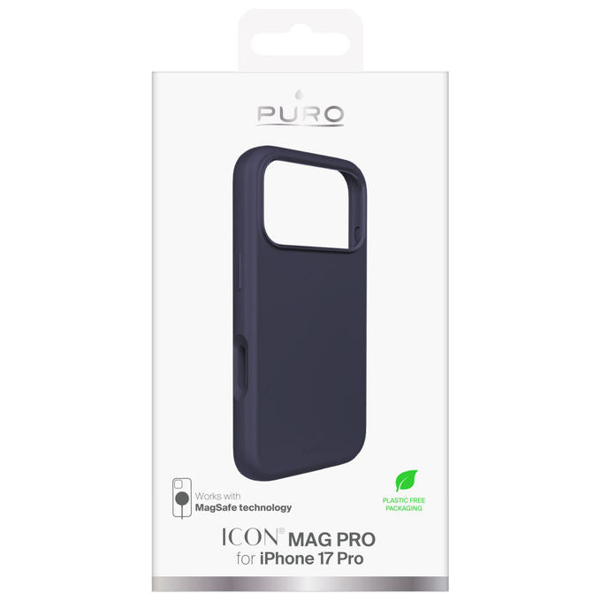Puro Icon Mag Pro Cover Blu Scuro Per iPhone 17 Pro in Silicone e Microfibra