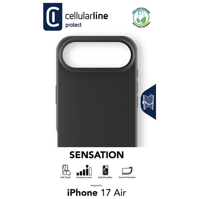 Cellularline Sensation, Cover per iPhone Air, Silicone ultra morbida, Nera