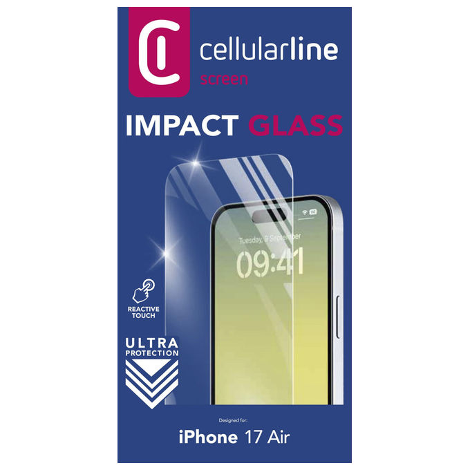 Cellularline Protezione Schermo in Vetro Temperato Resistente per iPhone Air