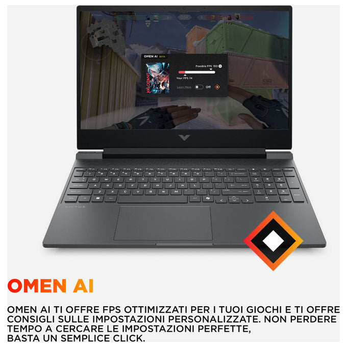 HP Victus 15 fa2014nl Notebook Gaming Intel Core i5-13420H 16 GB DDR5 512 GB SSD NVIDIA RTX 5050 15.6 Full HD Nero