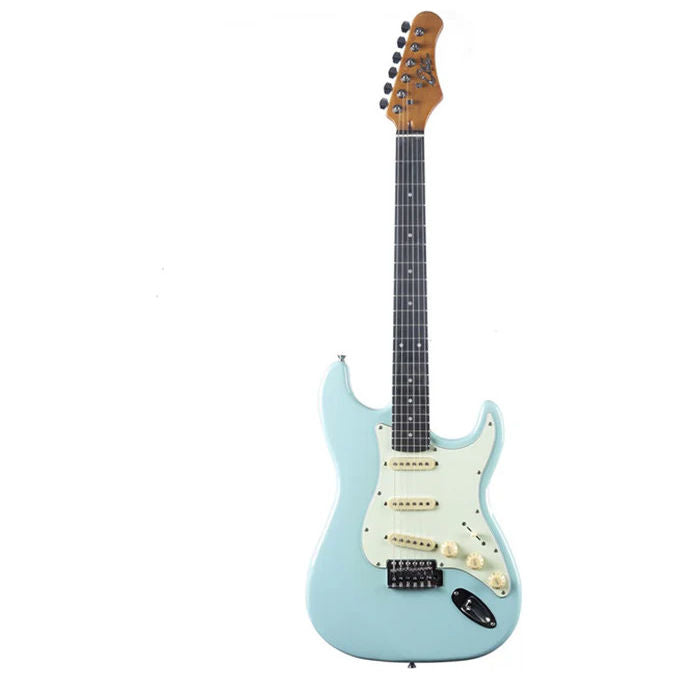Eko Guitars, Chitarra Elettrica Stile Strat, Daphne Blue, Corpo Pioppo, Manico Acero