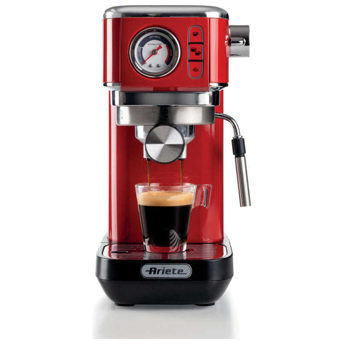 Ariete, Macchina da Caffe', 1.1L, 1300W, con Manometro, Rossa