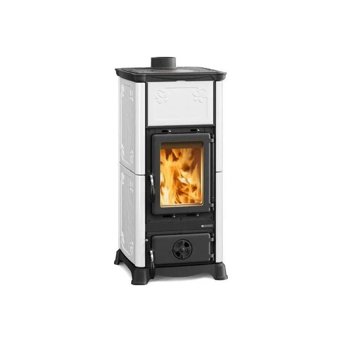 Nordica, Stufa a Legna Emiliana 16, Rivestimento in Maiolica, 6.5 kW, Bianca