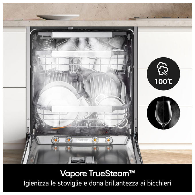 LG DF587HVS Serie 5 Lavastoviglie Libera Installazione 14 coperti Classe A QuadWash TrueSteam Wi-Fi 43 dB (85x60x60 cm) colore Grigio