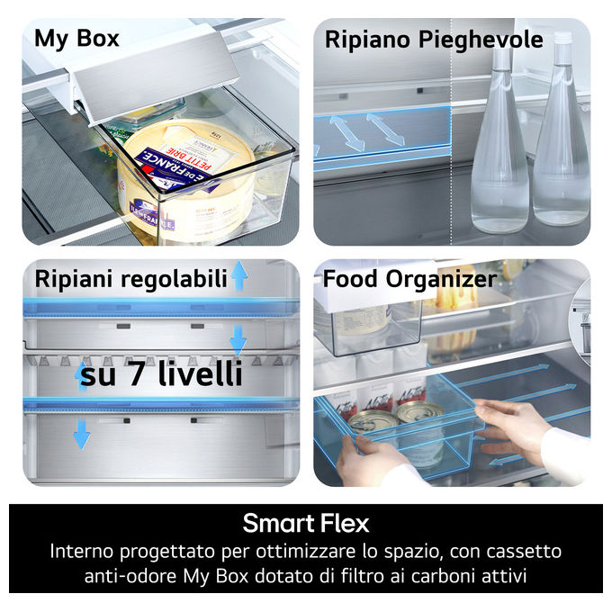 LG GBBW726CEV Fit and Max Frigorifero Combinato 465 L 203 cm Classe C 33 dB Total No Frost Wi-Fi Door Cooling (203x69.7x70.4 cm) colore Nero